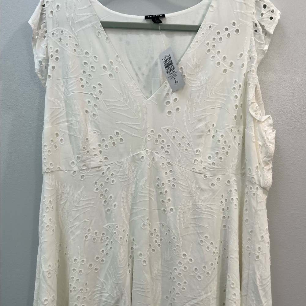 Torrid Eyelet Ruffle Sleeve Babydoll Top
